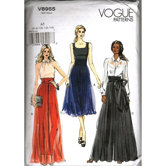 Vogue V8955 Misses 6 to 14 Wide Legged Pants Uncut Sewing Pattern Petite - Picture 1 of 2